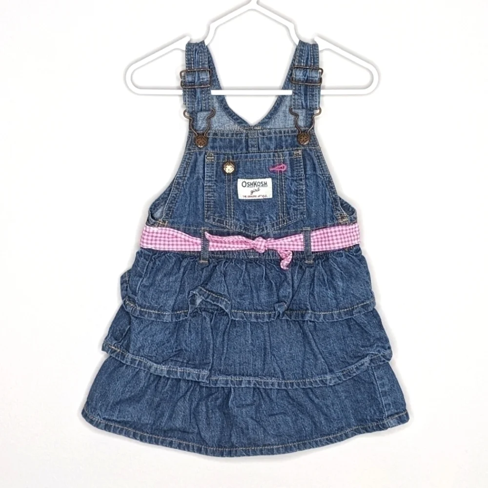 Oshkosh Denim Ruffle Tiered Jumper Dress 24m
